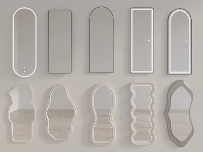 Various Shapes Modern Mirrors for Home Interior Decor and Wall Design 3d model