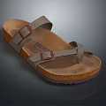 Birkenstock Sandals With Double Leather Straps Cork Sole And Buckle Design