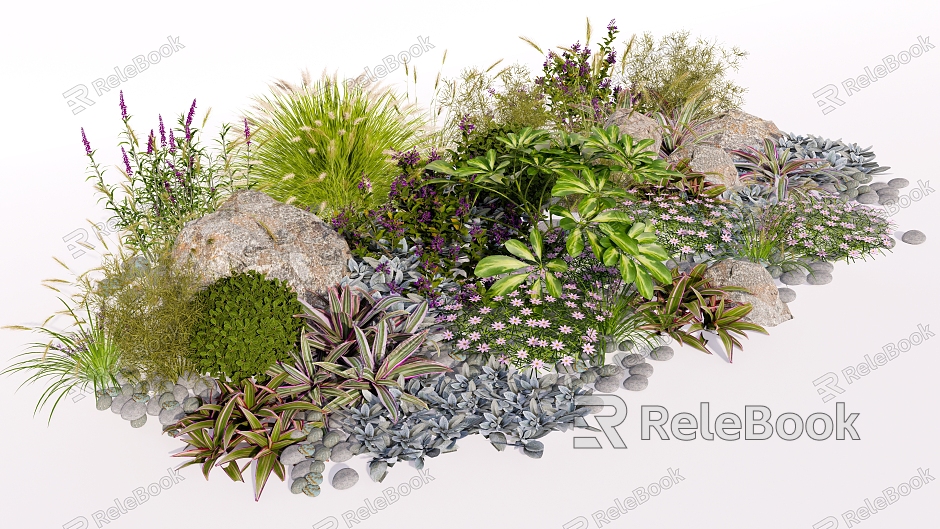 modern shrubs flowers flower glasses flower bed plant combination flowers potted model