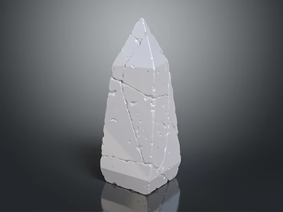 Scenic View of White Cracked Stone Pinnacle with Dark Background and Reflection 3d model
