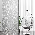 Colored Glass Room Dividers With Textured Patterns And Plants In Modern Interior