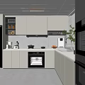 Modern Kitchen Interior With White Cabinets Black Appliances Countertop And Window Plant