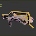 Futuristic Modern Sci Fi Weapon With Gold White Black Colors And Blue Glowing Accents