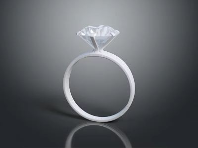 Luxury Diamond Ring with White Gold Band and Large Brilliant Sparkling Central Stone 3d model