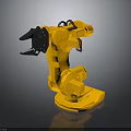 Yellow Industrial Robotic Arm Equipment With Mechanical Gripper And Joint Structure
