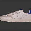 White Casual Sneakers With Blue Brand Logo And Light Pink Soles For Daily Wear