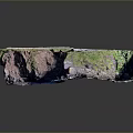 Detailed Cliffside Architectural Components With Green Vegetation Top Road And Rocky Layers