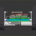 Car Parts Tracked Mechanical Structure With Red Wheels Gears And Metal Frame