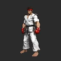 Game And Movie Character In White Karate Uniform With Red Headband And Gloves