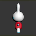 3D Cartoon Rabbit Toy With White Body Blue Ears Red Shirt And Blue Limbs