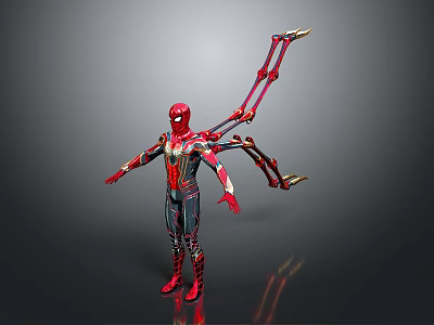 Game Movie Character SpiderMan With Red And Black Suit And Mechanical Arms 3d model