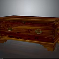 Classic Red Wooden Chest Furniture With Brass Clasps And Carved Legs Design