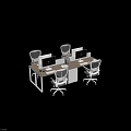 Modern Office Desk Workstation With Multiple Chairs Computer Monitors And Drawer Cabinet 3d model