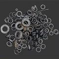 Old Discarded Tires Piled Together In A Large Heap On Dark Background