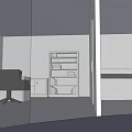 Modern Public Office Space Interior With Desk Office Chair And Bookshelf