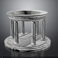 Classical Circular Marble Architectural Structure With Fluted Columns And Carved Platform Base 3d model