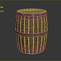 Classic Rustic Wooden Barrel With Metal Hoops And Natural Wood Texture