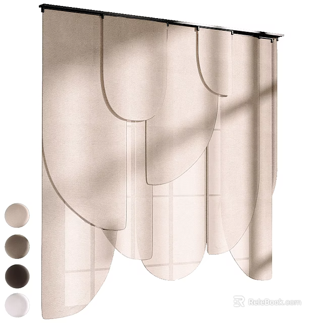 Beige Curtains With Wavy Design And Multiple Color Options For Home Decor 3d model 