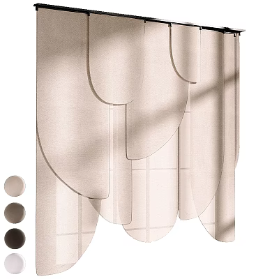 Beige Curtains With Wavy Design And Multiple Color Options For Home Decor 3d model