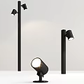 Black Outdoor Spotlights With Modern Design Ground Stake And Wall Mounted Installation