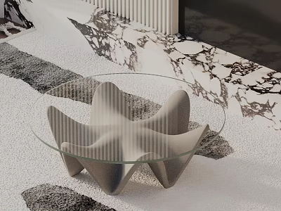 Modern Sofa and Coffee Table Set With Glass Top Unique Base and Marble Pattern 3d model