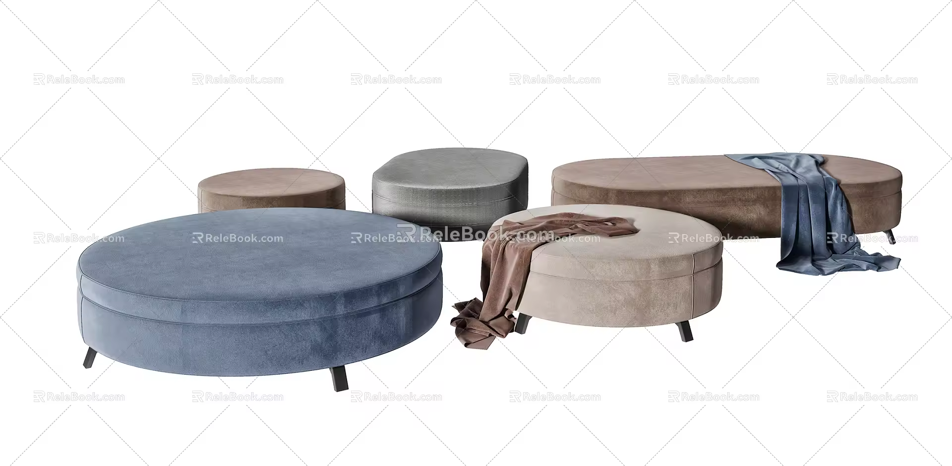 Modern sofa stool combination 3d model