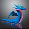 Cartoon Fantasy Blue Pink Dragon Character With Wings And Horns