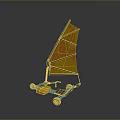 Scenic Terrain Featuring Orange Patterned Sail Cart Blue Frame and Yellow Seat