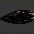 Shiny Dark Mussel Shell with Iridescent Sheen Close Up on Gray Background 3d model