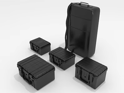 Black Hard Shell Storage Cases With Portable Design And Durable Construction 3d model