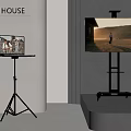 Modern Stylish Home Interior With Floor TV Stands And Display Screens