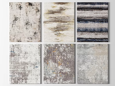 Square Rugs with Various Textured Patterns in Neutral Beige and Gray Tones 3d model