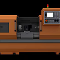 Orange CNC Lathe Industrial Equipment With Control Panel Digital Display And Machine Bed 3d model