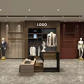 Modern Clothing Store Front With Window Mannequins And Decorative Lattice Sign