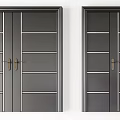 Multiple Dark Colored Swing Doors with Panel Designs and Metal Handles for Home Interiors