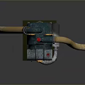 Green Industrial Pump With Yellow Hoses And Metal Components On Stable Base