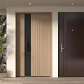 Modern Security Doors With Panel Design And Potted Plant In Interior 3d model
