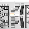 Modern Staircase Design Collection With Metal Frame And Railing Details 3d model