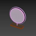 Modern Round Lighted Mirror With Black Frame And Stable Base Stand 3d model