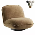Modern Brown Soft Fabric Accent Chair With Round Design Swivel Base Spherical Ornaments