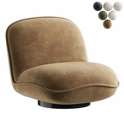 Modern Brown Soft Fabric Accent Chair With Round Design Swivel Base Spherical Ornaments 3d model