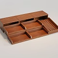 Wooden Display Shelf with Multiple Divided Compartments and Pull Out Drawers for Organizing Small Items