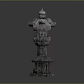 Traditional Stone Lanterns With Different Sizes And Intricate Carved Details