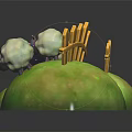 Three Adorable Little Sheep One Black Two White Standing On Green Grass With Wooden Fence