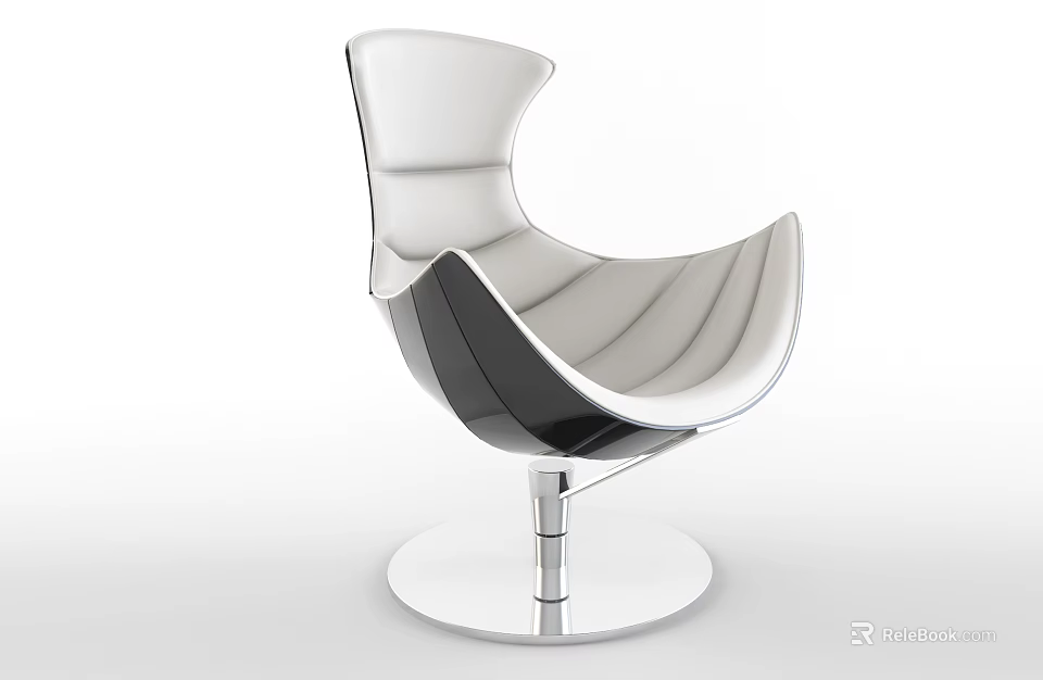 Modern Stylish Office Chair With Sleek Curved Design And Silver Metal Base 3d model 