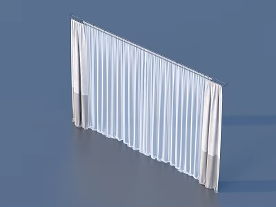 Modern White And Gray Floor Length Curtain For Home With Lightweight Elegant Design 3d model