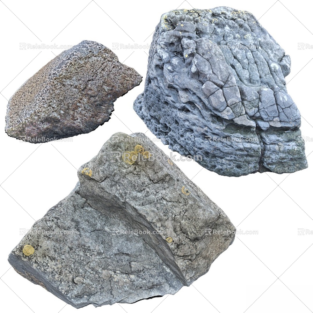 Gardening sketch rock beach photogrammetry stone 3d model