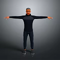 Man Standing With Arms Outstretched In Dark Long Sleeve Top And Pants
