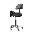 Black Leather Adjustable Chair With Metal Base And Rolling Wheels Design 3d model