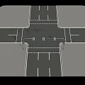 Traffic Lights At Road Intersection With White Markings And Black Background